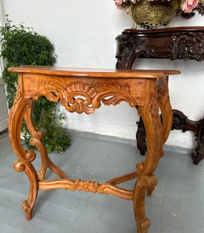 Antique hand-carved wooden console table in Louis XV style