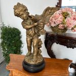 Putto ar Gulbi — Spārnota Bērna Figūra, Skaistais laikmets, Francija, ap 1890–1910 (4672)