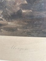 Monumentāls Antīks Mākslas Prints "Morgen" Krāšņā Zelta Rāmī (large antique allegorical print) — Akadēmiskā un simbolisma žanrā, (3857) - Image 9