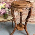 antique wooden plant stand pedestal table carved