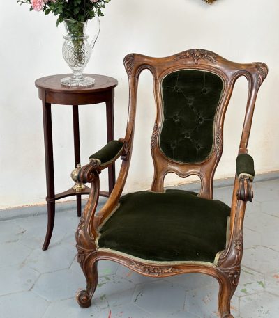 Jugendstil lænestol med lav sæde og armlæn – Art Nouveau med Neo-Rococo