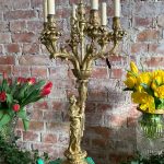 Bordlampe med kvindefigur, stor, meget tung (3891)