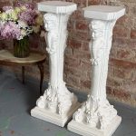 antique white columns pedestals pair caryatid