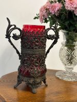 Stikla Vāze, Greznā, Smalki Detalizētā Metāla Turētājā, Vidēja Izmēra (5079) - Image 3