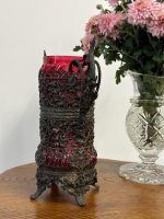 Stikla Vāze, Greznā, Smalki Detalizētā Metāla Turētājā, Vidēja Izmēra (5079) - Image 2