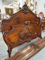 Koka gulta ar eņģeļu kokgriezumiem — Luija XV stilā, Ļoti Smalkiem Kokgriezumiem, Zelta Krāsas Akcentiem (Carved Wood Bed with Cherubs in Louis XV Style) (4008) - Image 8