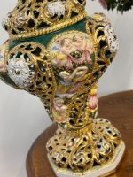 "Capodimonte" Liela Izmēra Dekoratīva Vāze ar Vāku, Zaļā un Zelta Krāsā (5036) - Image 7