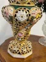 "Capodimonte" Liela Izmēra Dekoratīva Vāze ar Vāku, Zaļā un Zelta Krāsā (5036) - Image 9