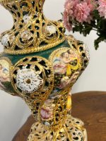 "Capodimonte" Liela Izmēra Dekoratīva Vāze ar Vāku, Zaļā un Zelta Krāsā (5036) - Image 4