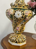 "Capodimonte" Liela Izmēra Dekoratīva Vāze ar Vāku, Zaļā un Zelta Krāsā (5036) - Image 5