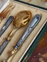 Antique Silver & Vermeil 4-Piece Serving Set in Box (5392) - Image 10