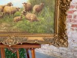 Iespaidīga antīka eļļas glezna "Aitas ganībās" greznā zelta krāsas rāmī — Paul Schouten (1860–1938) (Antique Large Oil on Canvas Painting "Sheep in Pasture") (3290) - Image 6