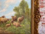 Iespaidīga antīka eļļas glezna "Aitas ganībās" greznā zelta krāsas rāmī — Paul Schouten (1860–1938) (Antique Large Oil on Canvas Painting "Sheep in Pasture") (3290) - Image 8