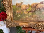 Iespaidīga antīka eļļas glezna "Aitas ganībās" greznā zelta krāsas rāmī — Paul Schouten (1860–1938) (Antique Large Oil on Canvas Painting "Sheep in Pasture") (3290) - Image 10