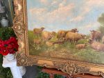 Iespaidīga antīka eļļas glezna "Aitas ganībās" greznā zelta krāsas rāmī — Paul Schouten (1860–1938) (Antique Large Oil on Canvas Painting "Sheep in Pasture") (3290) - Image 9