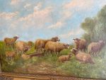 Iespaidīga antīka eļļas glezna "Aitas ganībās" greznā zelta krāsas rāmī — Paul Schouten (1860–1938) (Antique Large Oil on Canvas Painting "Sheep in Pasture") (3290) - Image 4