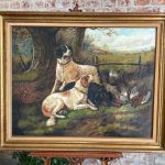 Magnificent 19th-century sporting dog painting in a classic gilded wood frame