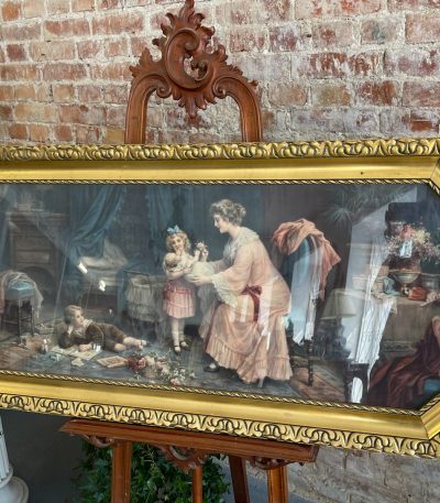 Meget stort print med glas og guldramme (3216)