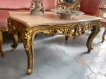 Gold Coffee Table with Marble Top, Medium Size, Very Heavy (3140) - Image 6