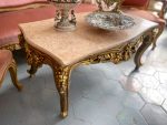 Gold Coffee Table with Marble Top, Medium Size, Very Heavy (3140) - Image 5