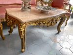 Gold Coffee Table with Marble Top, Medium Size, Very Heavy (3140) - Image 3