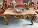 Gold Coffee Table with Marble Top, Medium Size, Very Heavy (3140) - Image 2