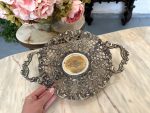 antique silver-plated openwork basket tray