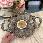 antique silver-plated openwork basket tray