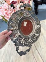 Antīks apsudrabots galda trauks ar rokturiem un gravējumu — neorokoko stilā (antique silver-plated openwork basket tray) Ļoti Viegla Pēc Svara (4654) - Image 7