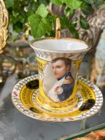 Ekskluzīva Porcelāna Krūzīte un Šķīvītis ar Napoleona Portretu — Ampīra stilā, (antique porcelain cup with napoleon portrait — Empire Style) (3145) - Image 2
