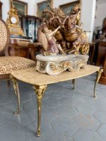 Bronze Bord med Hoveder, Marmorplade, Meget Tungt (3461)