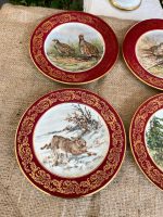"Limoges" porcelāna šķīvji ar medījumu motīviem ("Limoges" porcelain game plates with burgundy border) (3311) - Image 3