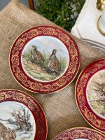 "Limoges" porcelāna šķīvji ar medījumu motīviem ("Limoges" porcelain game plates with burgundy border) (3311) - Image 4