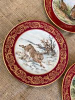 "Limoges" porcelāna šķīvji ar medījumu motīviem ("Limoges" porcelain game plates with burgundy border) (3311) - Image 8