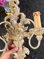 neliela izmēra bra sienas lampa 2 spuldzēm, krēmkrāsā, viegls pēc svara (7305) - Image 7