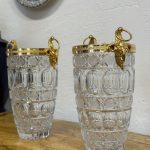 Beautiful crystal empire vase with golden ram heads