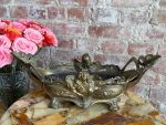 Jūgendstila bronzas kašpo / jardinière ar femme-fleur figūru un magoņu dekoru — Jūgendstils, Francija vai Beļģija, ap 1895.–1910. Jūgendstila/Art Nuoveau Trauks Ziediem, Vidēja Izmēra (5395)