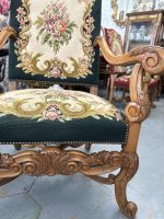 Ļoti liels baroka atzveltnes krēsls ar gobelēna izšuvumu, Luija XIV stils (4285) - Image 5
