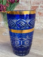 Tumši zila / zelta kristāla vāze (Cobalt Blue Crystal Vase) (5678), pieejamas 2gab - Image 3