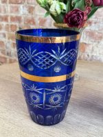 Tumši zila / zelta kristāla vāze (Cobalt Blue Crystal Vase) (5678), pieejamas 2gab - Image 4