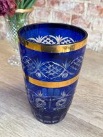 Tumši zila / zelta kristāla vāze (Cobalt Blue Crystal Vase) (5678), pieejamas 2gab - Image 5
