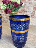 Tumši zila / zelta kristāla vāze (Cobalt Blue Crystal Vase) (5678), pieejamas 2gab - Image 2