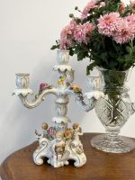Porcelāna Svečturis ar Eņģeļiem, 4 Svecēm, Vidēja Izmēra (5147)