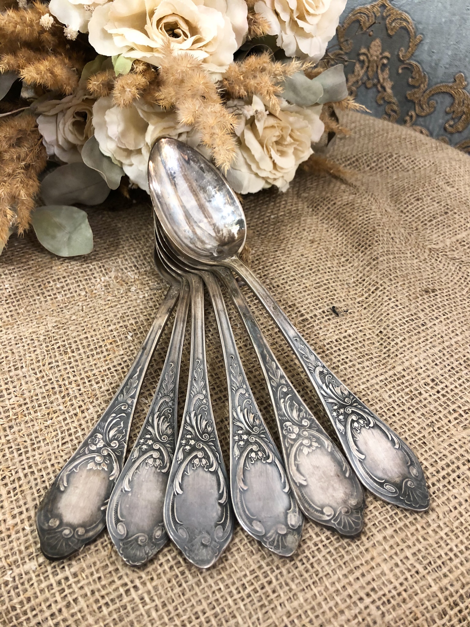Tableware, 6 large spoons. Alpaca Kursa. (855) - Image 1