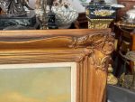 Lielformāta eļļas glezna "Upes ainava" zeltītā rāmī (Large-format oil painting "River Landscape" in a gilded frame) (5997) - Image 15