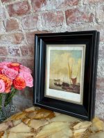 Prints aiz Stikla, Koka Rāmis, Kuģi Amsterdamas Osta, Neliela Izmēra (5509) - Image 3