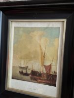 Prints aiz Stikla, Koka Rāmis, Kuģi Amsterdamas Osta, Neliela Izmēra (5509) - Image 5