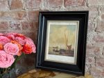 Prints aiz Stikla, Koka Rāmis, Kuģi Amsterdamas Osta, Neliela Izmēra (5509)