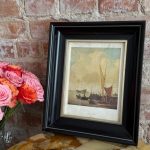 Prints aiz Stikla, Koka Rāmis, Kuģi Amsterdamas Osta, Neliela Izmēra (5509)
