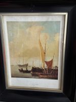 Prints aiz Stikla, Koka Rāmis, Kuģi Amsterdamas Osta, Neliela Izmēra (5509) - Image 2